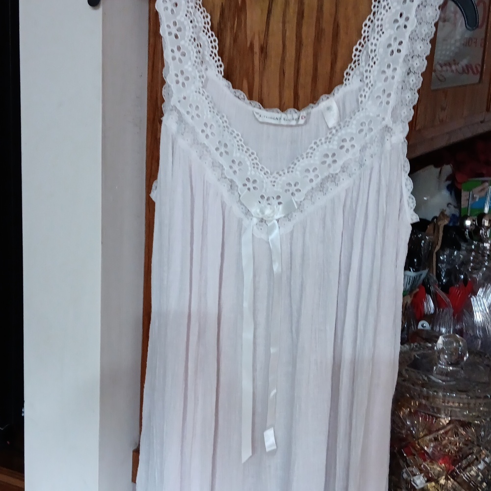 Victoria's Secret Cotton Lace Trim Long Gowns Lg Set Of 2